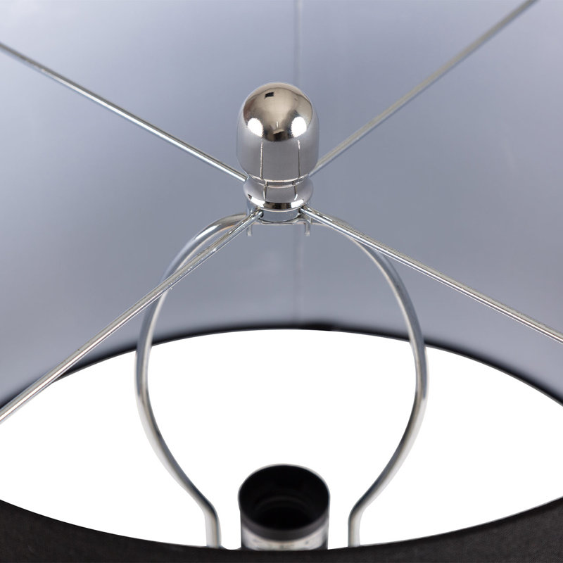 Landrienne 70cm Tall Table Lamp with Glass Base for Bedroom Furniture, Bedside Buffet Lamp with Linen Shade