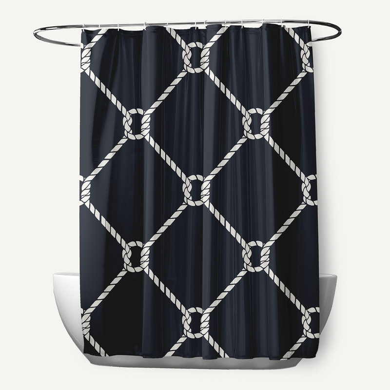 Rideau de douche simple à motif géométrique Farmborough, Bleu foncé