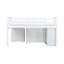 Lit mezzanine simple blanc avec tiroirs et tablettes fonctionnels - armoire, tiroir, tablette, bureau escamotable et pratique