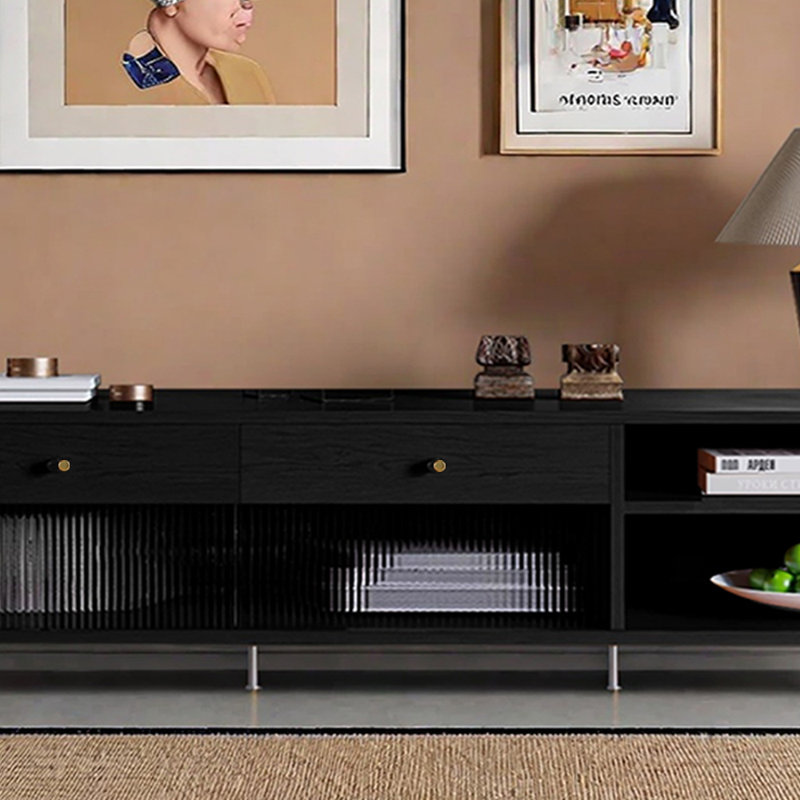 Meuble télé en bois de style médiéval, H 19,68 po x L 70,86 po x l 17,71 po, Noir