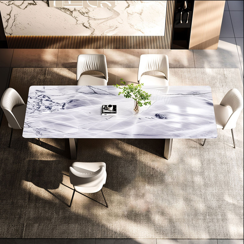 Rectangular Marble & Sintered Stone Dining Table, 29.54"H x 78.75"L x 39.38"W