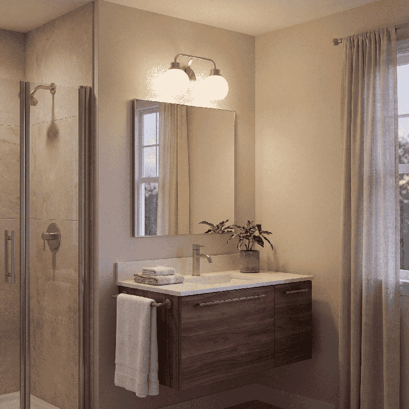 Volnak 2-Light Bathroom Vanity Light in Brushed Nickel, Brushed Nickel