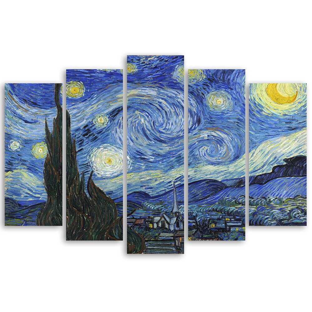 5-tlg. Leinwandbilder-Set The Starry Night von Vincent Van Gogh