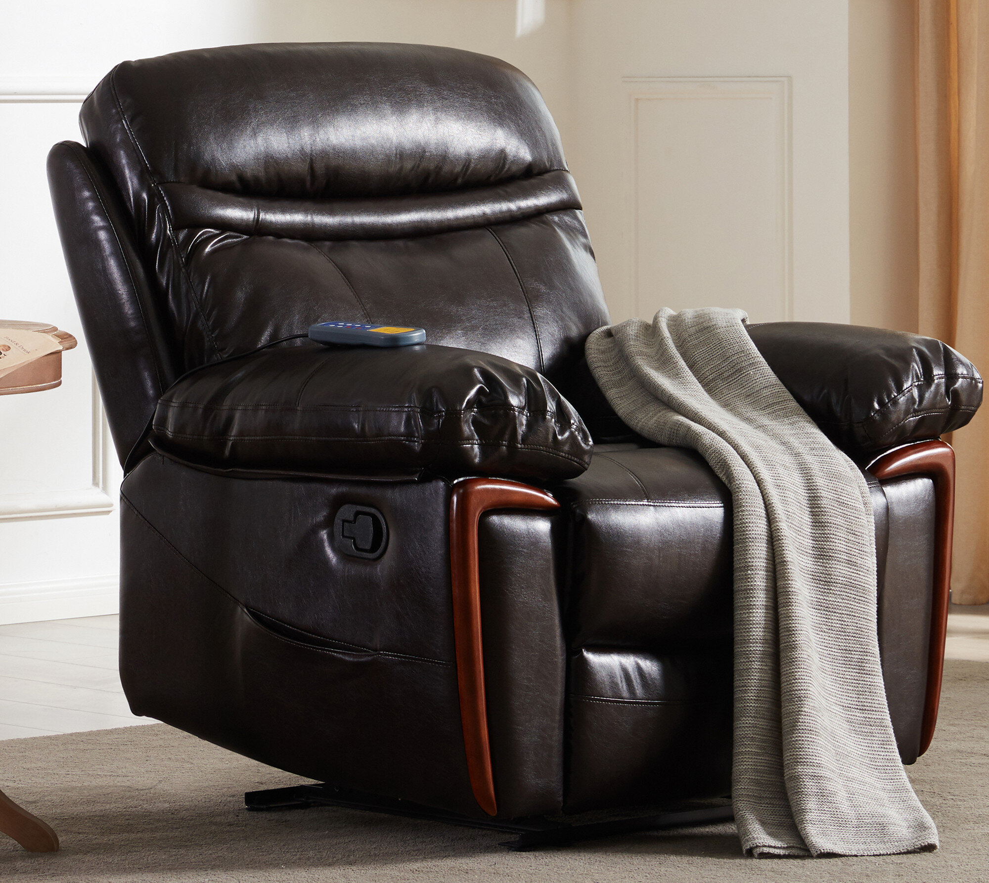 Faux Leather Heated Massage Chair Latitude Run Body Fabric: Brown