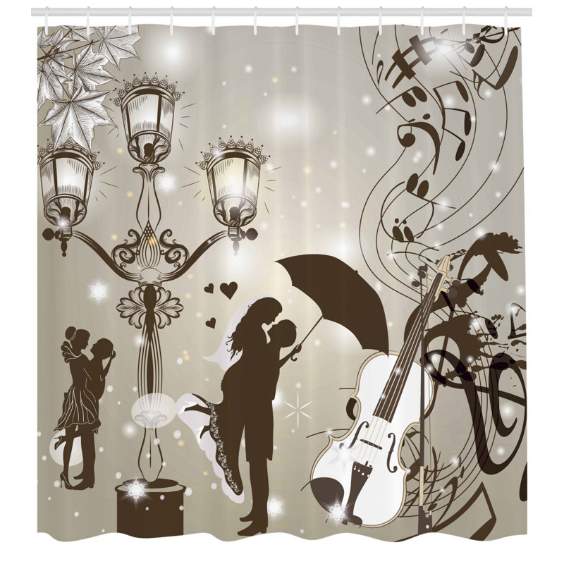Ensemble de rideau de douche romantique + crochets, H 75 po x l 69 po