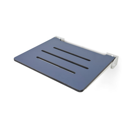 Banc de douche mural pliable 18 pouces Silhouette SlimLine, Sea Collection, siège bleu marine avec structure blanche