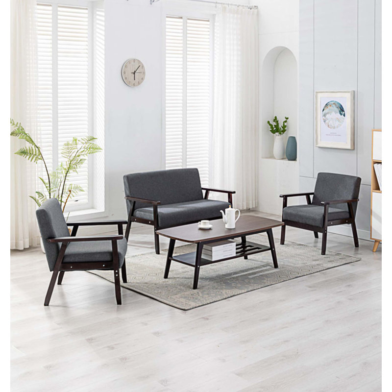 Table basse Abdual, Brun / gris foncé / noir