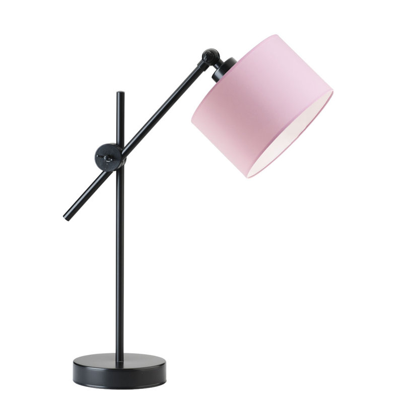 Gartha Adjustable Metal Desk Lamp, Black, Light Pink