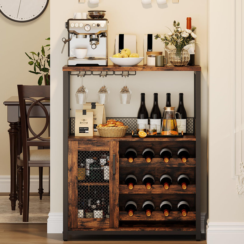 Natilie Metal Bar Cart, Dark Brown Wood, Brown