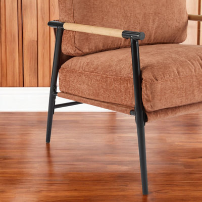 Accent Chair, Metal Framed Armchair With Plush Cushions