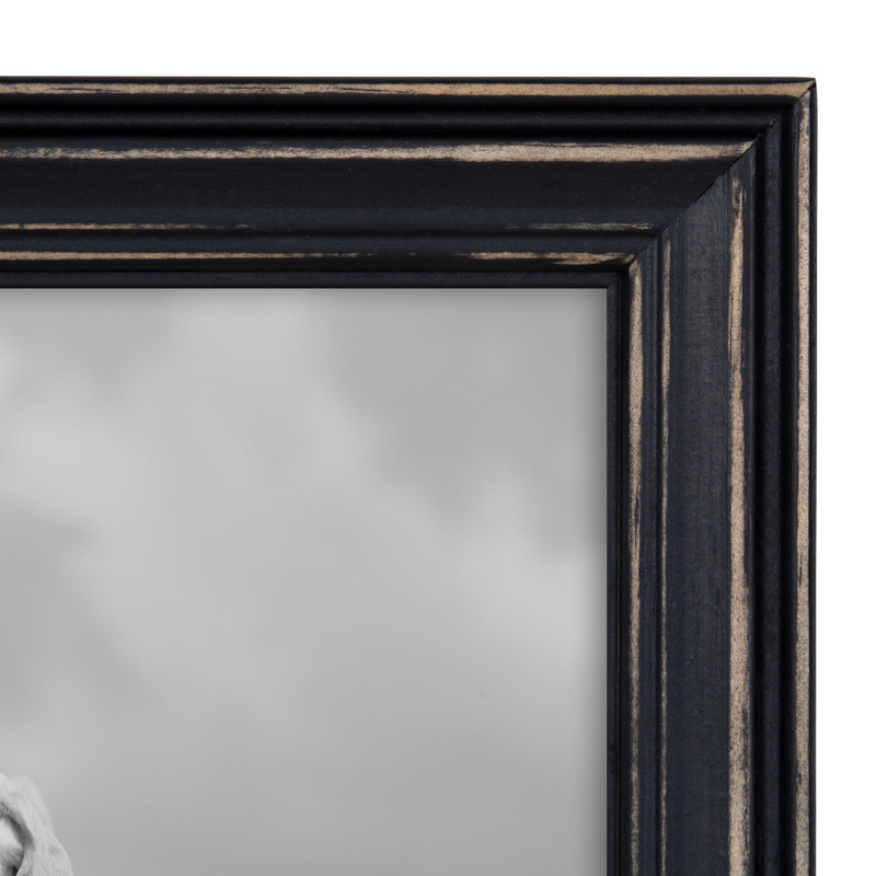Rayburn Solid + Manufactured Wood Picture Frame - Set of 10 with Mat, Black/ White and Gray all with Rustic Finish