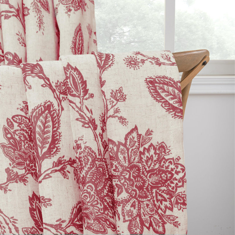 Zawacki Linen Blend Blackout Sliding Panel Pair, Red/Beige, 52" W x 72" L