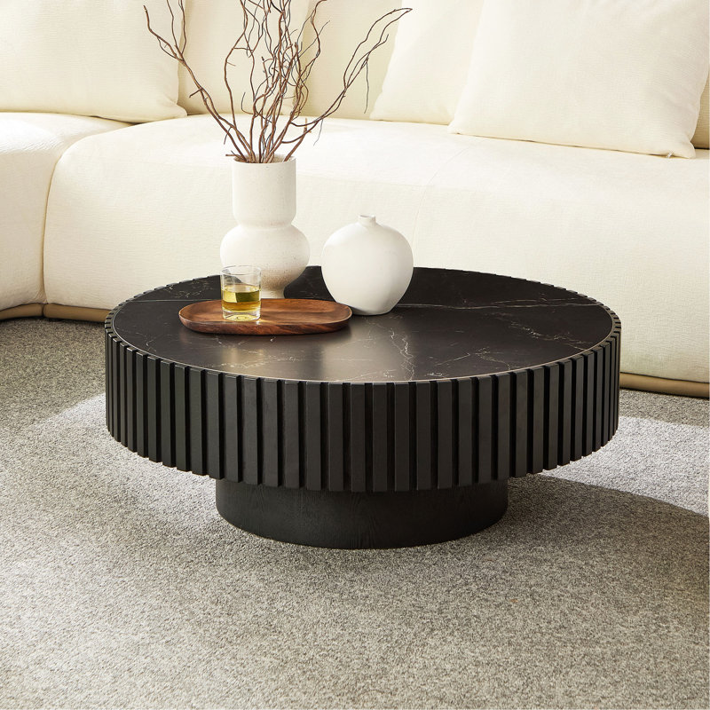 35,43 "Nesting Round Table Modern Drum Table basse Luxury, Noir
