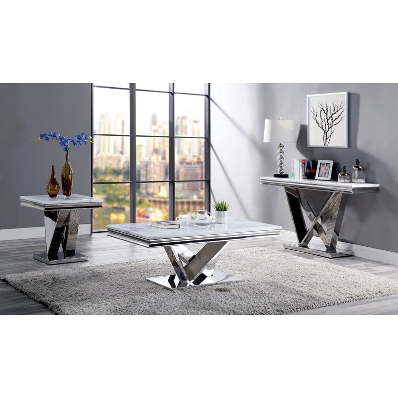 Ensemble de tables basses 2 pièces Hegg, 3 pièces: table basse, console, table de bout