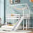 Twin Over Full Bunk Bed With Slide And , White Color, Solid Materials, Full Guardrail House Slide, Resilient Build-964876953