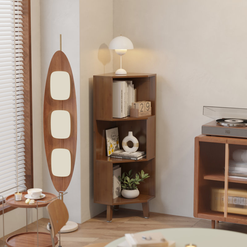 Étagère de coin Ilana, (3 tablettes) H 45,3 po x l 13,8 po x P 13,8 po