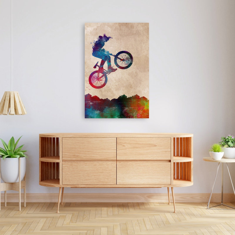 «Vibrant Bmx Rider», art mural contemporain, 48" H x 32" W