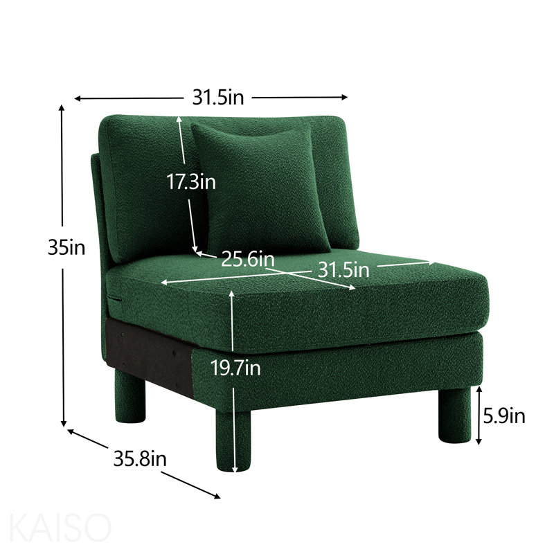 Armless Sofa W/Pillow Polyester -Green