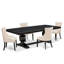 L'ensemble de table de cuisine 5 pièces se compose d'une table de salle à manger et de 4 chaises de salle à manger en tissu de lin beige clair et de pieds noirs avec dossier capitonné - finition noir sablé.-456325298