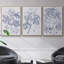 Ensemble de 3 pièces encadrées sur toile, marine et lin-97709039-97709044