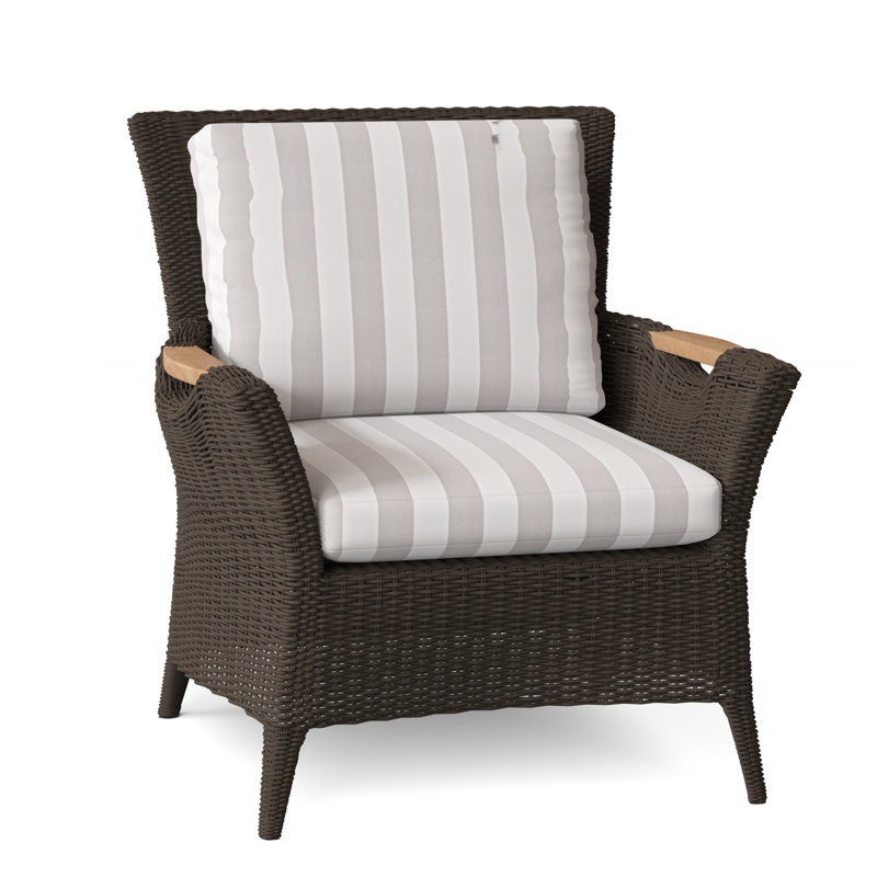 Culebra Outdoor Teak Armchair, Canvas Rain, Cobblestone
