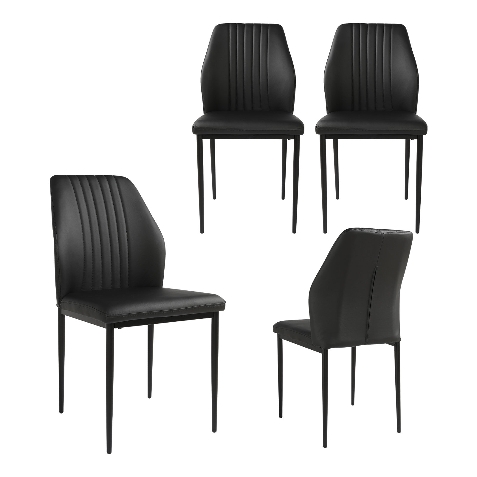 Latitude Run® Cotton 35''Modern Faux Leather Dining Chairs with Stable ...
