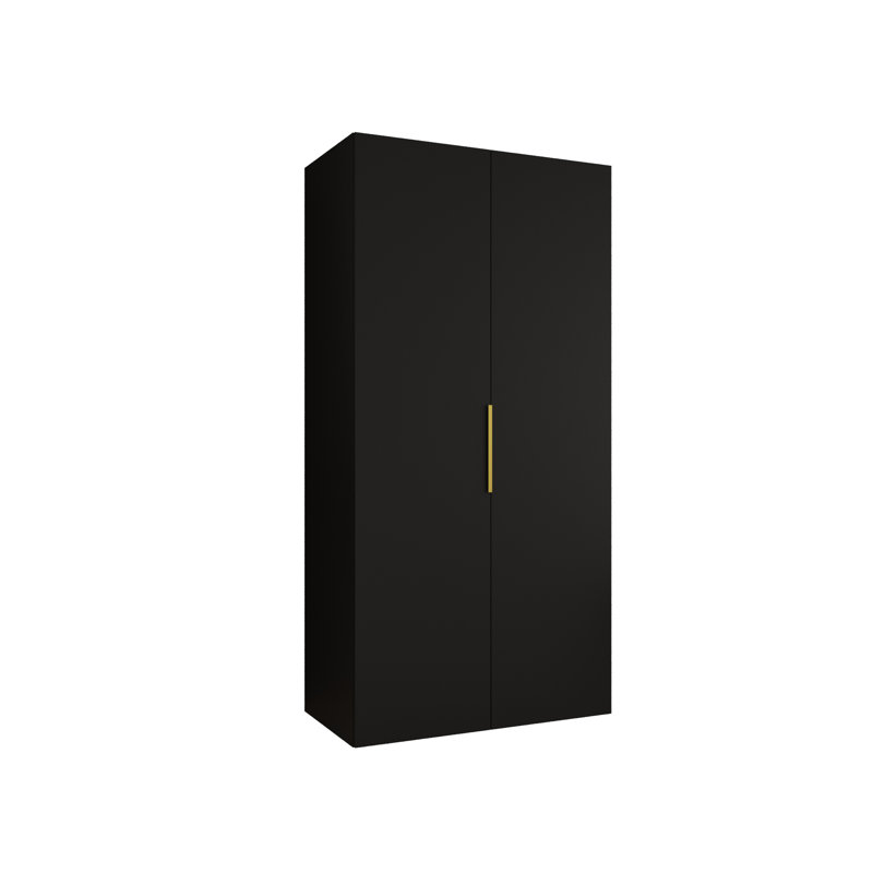Manufactured Wood Wardrobe, Black/Gold