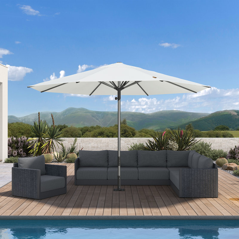 Parasol de table semi-automatique pour l'extérieur, Blanc