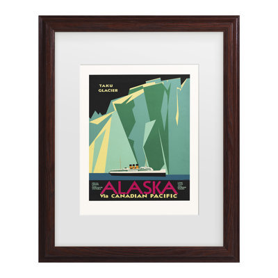 Affiche de voyage bolognaise de bolognaise, Alaska, via le Canadien Pacifique. «Taku Glacier Matted», art encadré