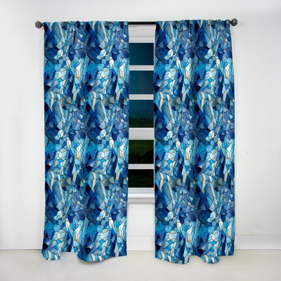 Deep Cobalt Blue Symmetry Glass I - Abstract Curtain - Velvet Room Darkening - 1 Panel