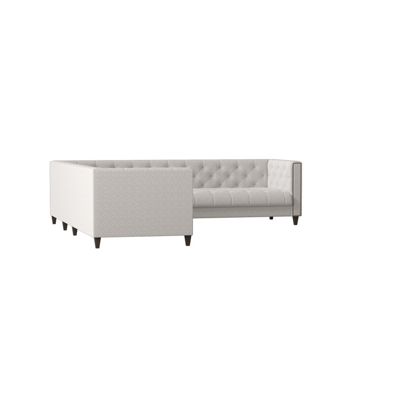 Kimmy Upholstered L-Shaped Sectional Left Hand Facing, Gigi Platinum, Old Gold, Brown Mahogany