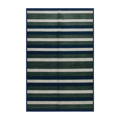 Machine Washable Horizontal Stripes Grey Area Rug