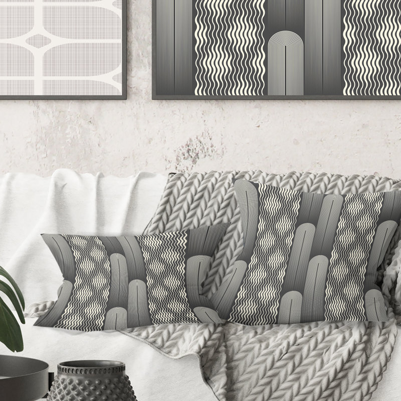 Coussin Mimimal Design noir et blanc II - Mid-Century