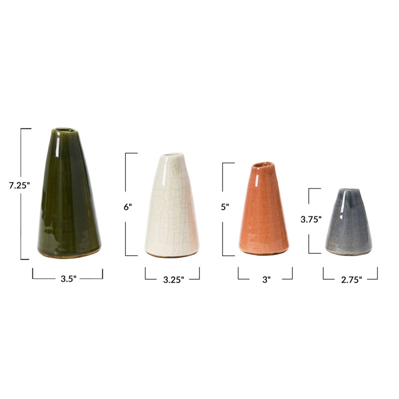 Vase de table en terre cuite Orlando, Blanc / brun / gris