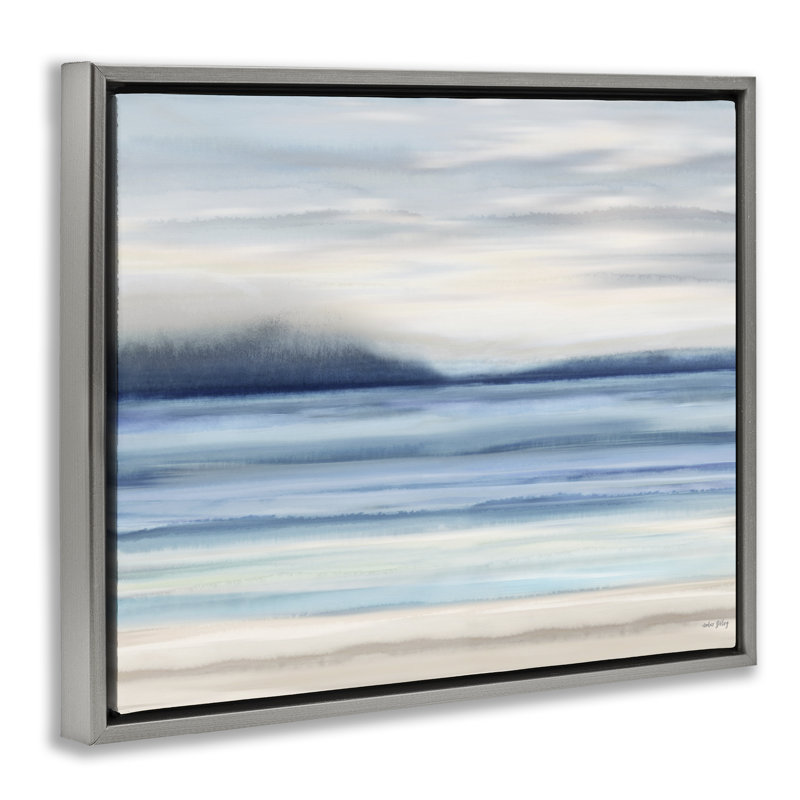 Cadre flottant apaisant à horizon abstrait, design par Amber Sterling, H 17 po x l 21 po, Cadre flottant gris lustré