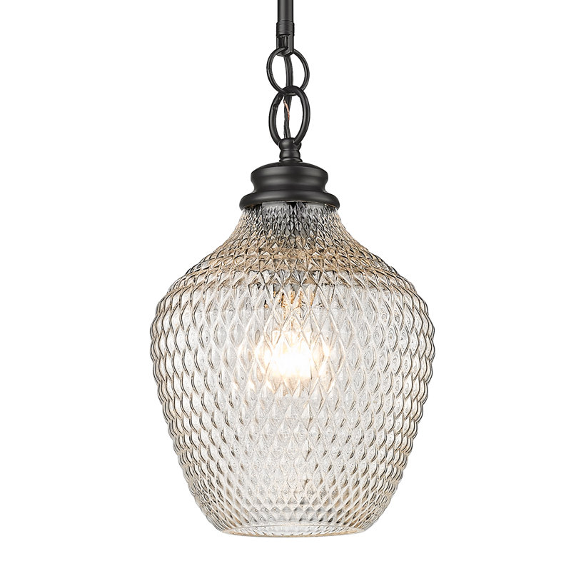 Luminaire suspendu géométrique à 1 lumière pour îlot de cuisine Bertsch, Noir mat