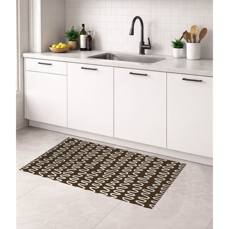 Tapis de cuisine Wiggle, Brun moka, Rectangulaire 2 pi x 3 pi