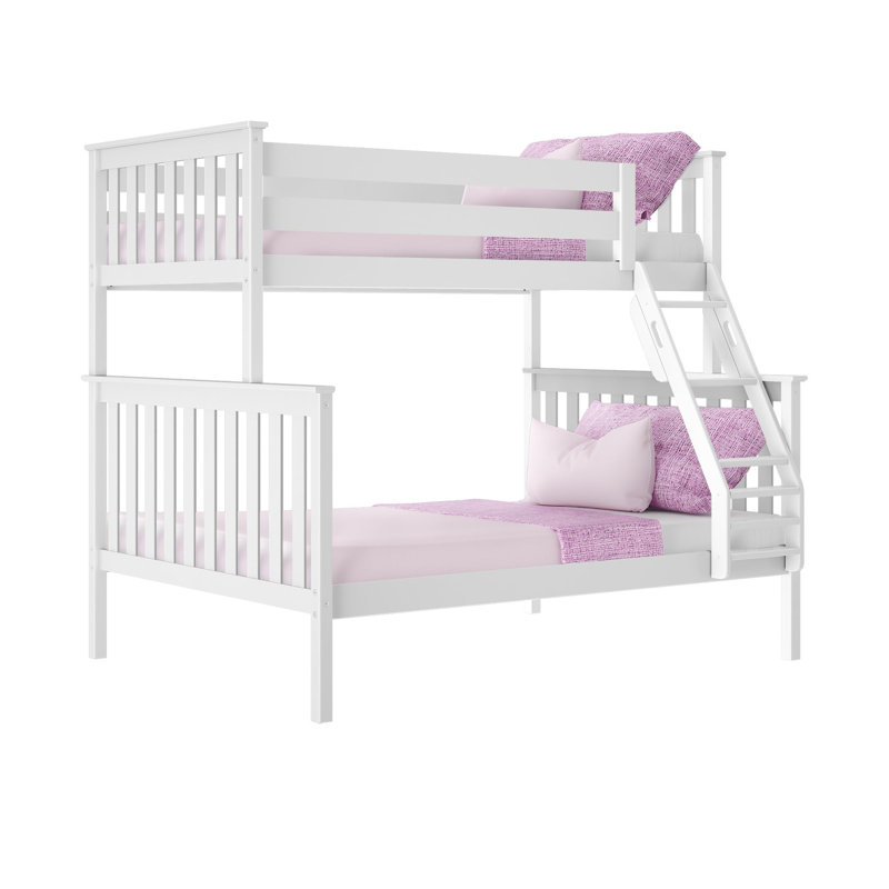 Lit plateforme simple en bois massif avec échelle, Blanc