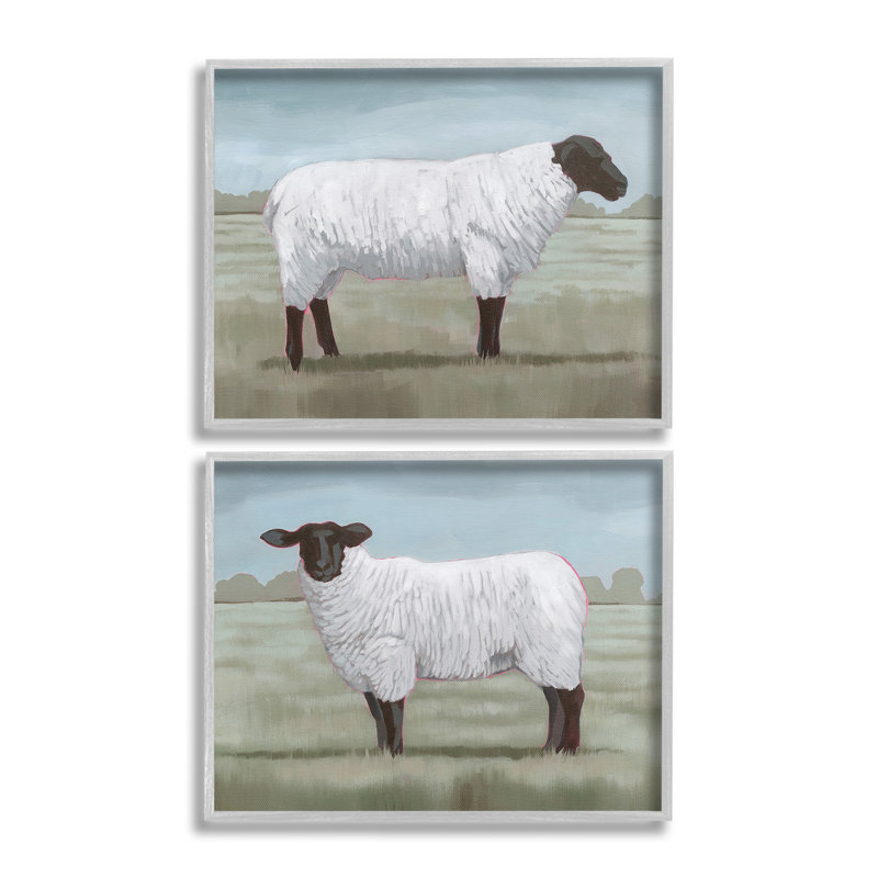 «Sheep Duo In Pasture Single Photo Frame» par Grace Popp, 2 pièces sur toile, H 24 po x l 30 po, Noir