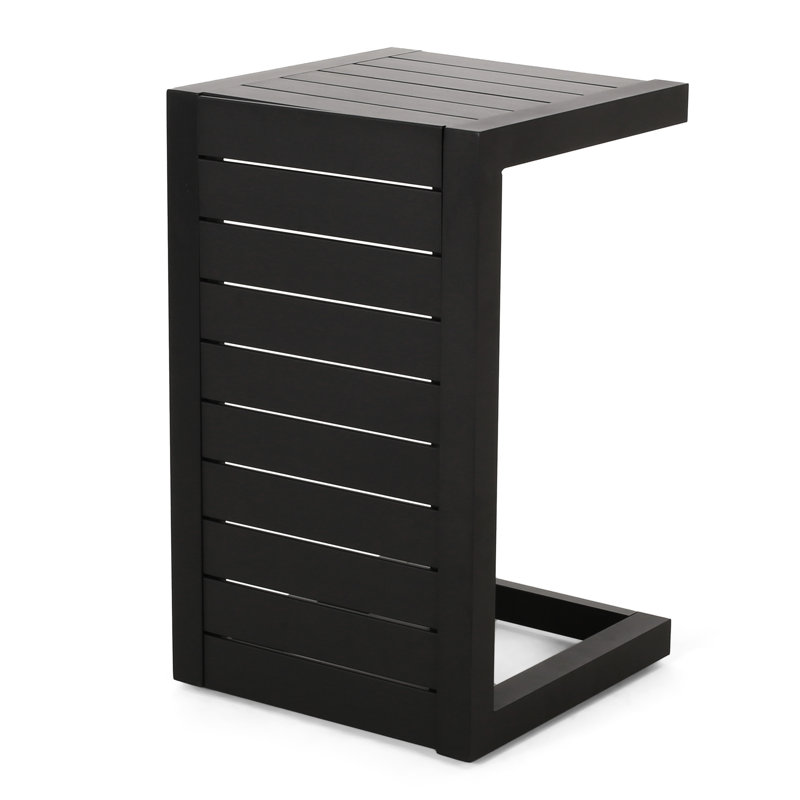 Table d'appoint en aluminium noir mat pour les loisirs de patio