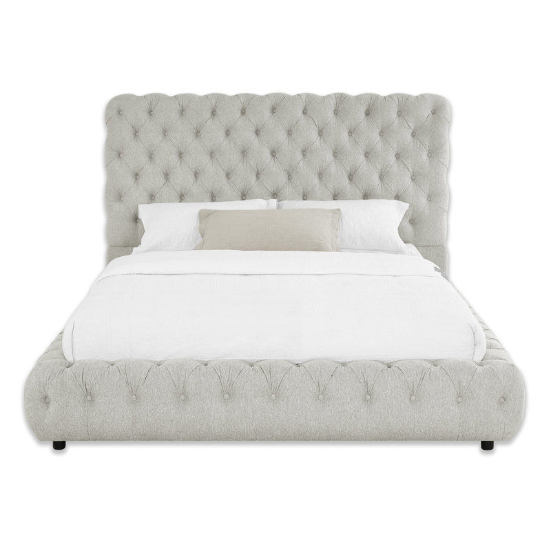 1pc lit tapissier contemporain capitonné tête de lit et pied de lit meubles de chambre à coucher colombe, Très grand, Gris