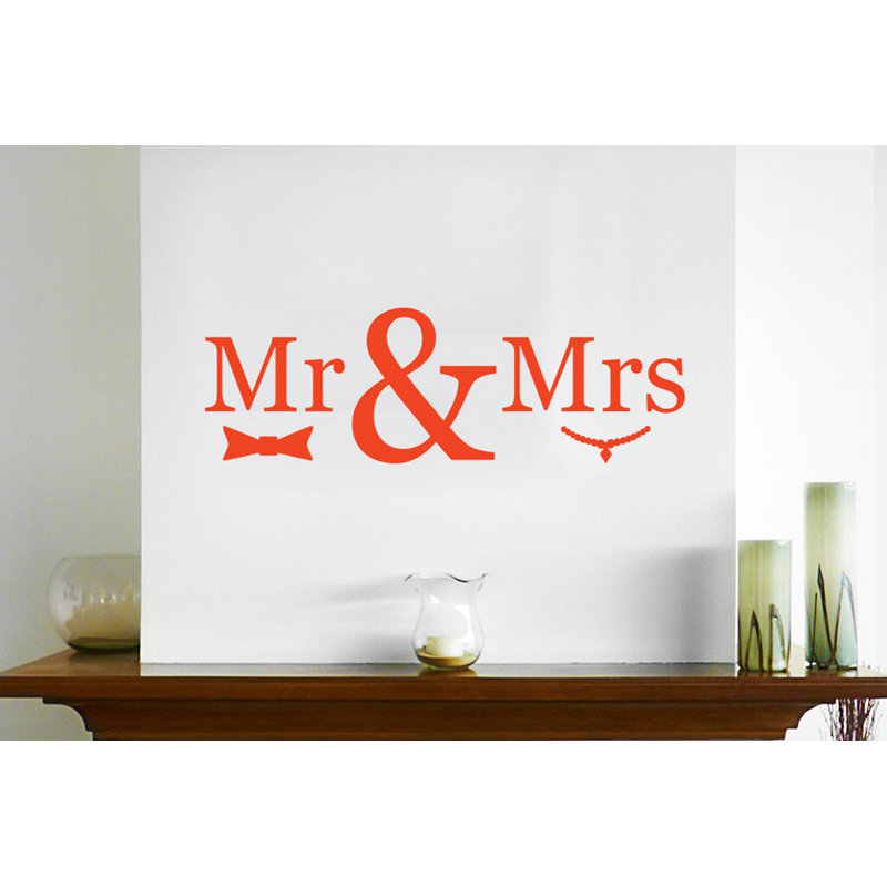 Mr Mrs Wall Sticker, Orange, Medium