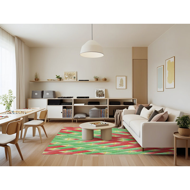 Tapis orange / vert mer, Rectangle 7 pi x 9 pi