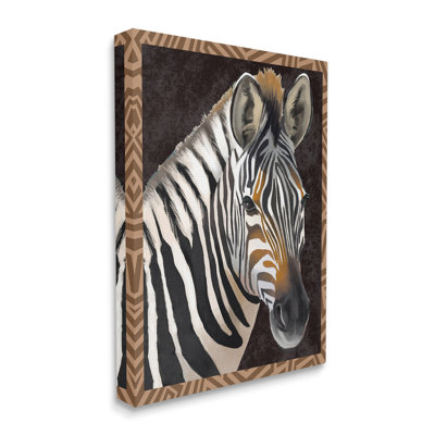 Zebra with Geometric Border Canvas Wall Art by Lucca Sheppard