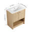 Meuble-lavabo autoportant de 24 pouces de style minimaliste moderne avec lavabo en céramique, 2 portes à fermeture douce