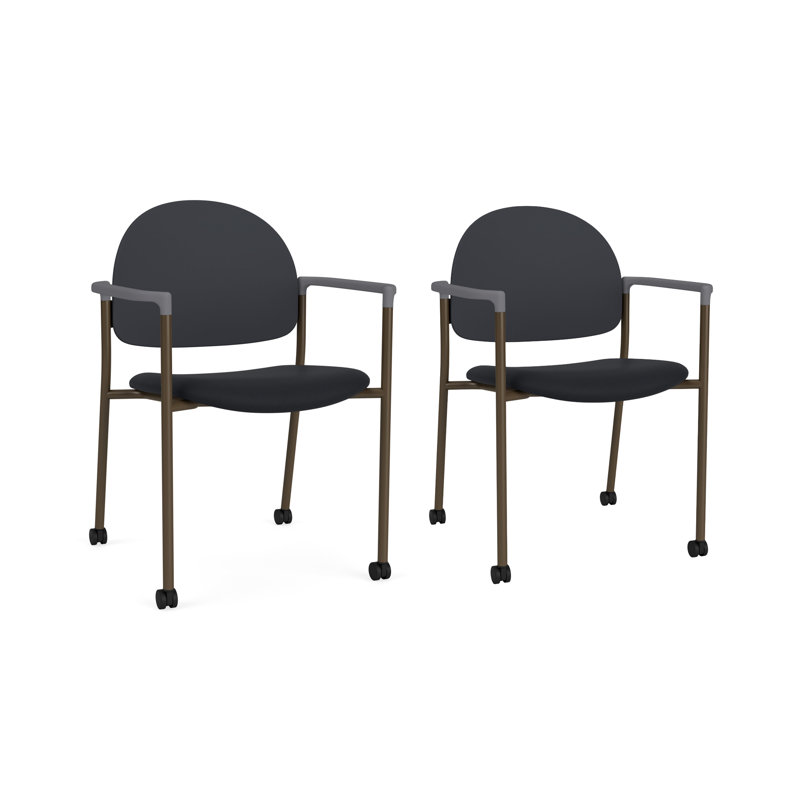 Chaise d'invité à chat avec roulettes, Bronze, Modène noir / onyx noir polyester