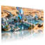 Fantaisie et science-fiction, oasis du désert avec structures en cristal et bateaux flottants, ensemble de 3 impressions sur toile-654838487