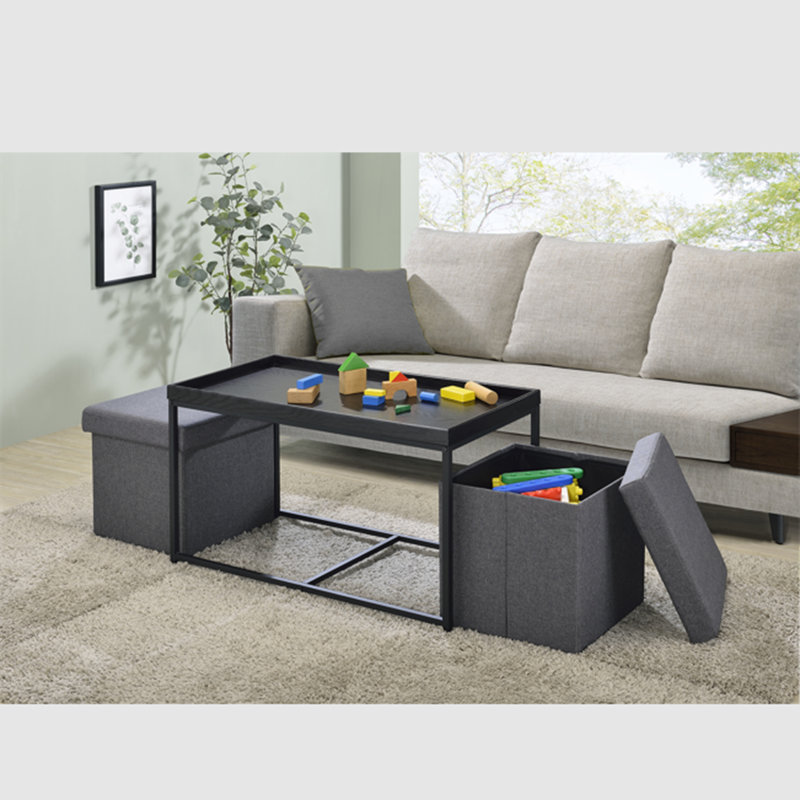 3 tables gigognes avec rangement Ervine, Noir 1