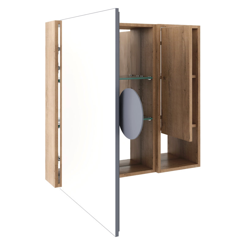 Armoire de salle de bain avec miroir 29,63 po avec rangement, armoire à pharmacie murale avec porte miroir, tablettes réglables en verre