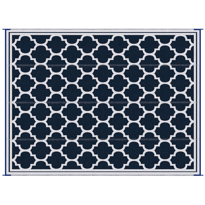 Outsunny Reversible Outdoor Area Rug, Rectangle 9' x 12', Blue/White